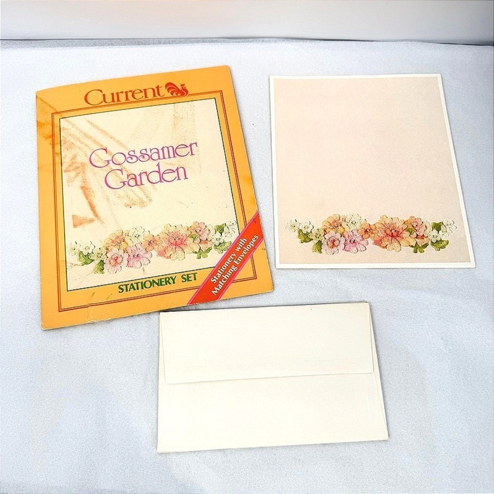 Current Gossamer Garden Stationery Set Floral Lace Print Vintage Paper Notes